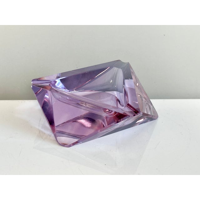 Bohemian Alexandrite Crystal Glass Ashtray attributed to Václav Hanus, Czech Republic, 1960s For Sale - Image 10 of 16