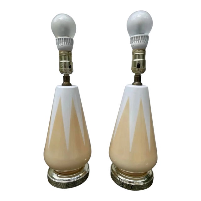 Mid 20th Century Mid-Century Modern Matching Boudoir Glass Table Lamps For Sale
