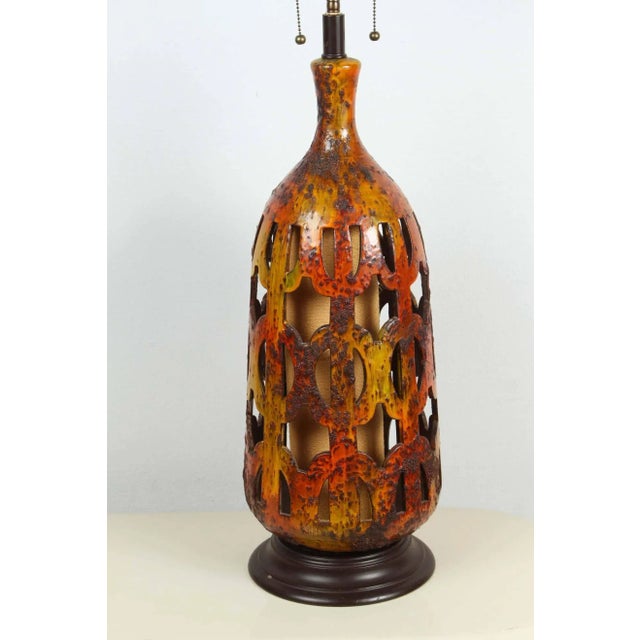 Brown Large Ceramic Lamps - A Pair For Sale - Image 8 of 8