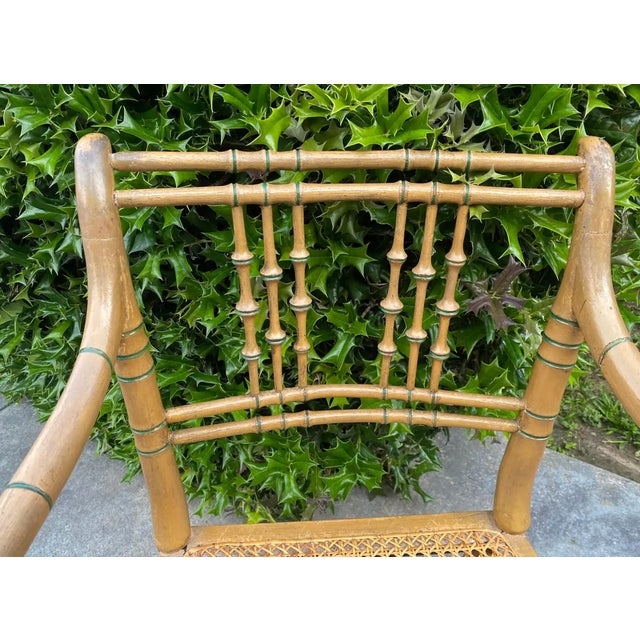 Ornamental & Decorative Materials Great Set of 12 Paint Decorated 19th Century Faux Bamboo Armchairs For Sale - Image 7 of 9