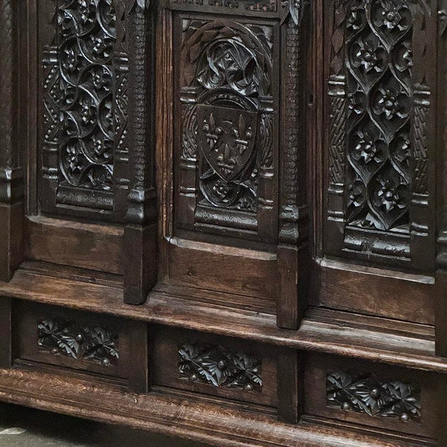 Burnt Umber 19th Century French Gothic Credenza ~ Cabinet For Sale - Image 8 of 15