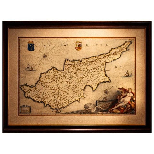 Cyprus Map with Mythological Cartouche from Blaeu, 1642 For Sale - Image 10 of 10