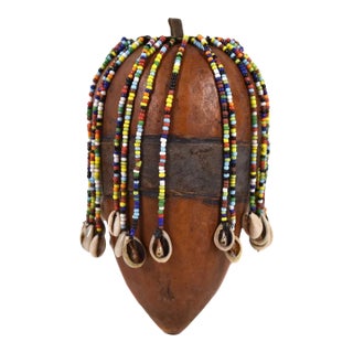 Early 20th Century Nyamwezi Beaded Fertility Doll Gourd with Shells Tanzania For Sale