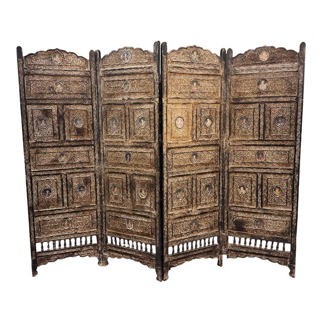 19th Century Anglo-Indian Four-Panel Screen For Sale