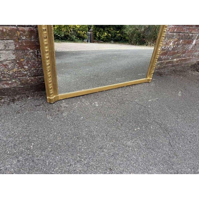 Large Antique English Arched Top Gilt Overmantle Mirror, 1800s For Sale - Image 4 of 8