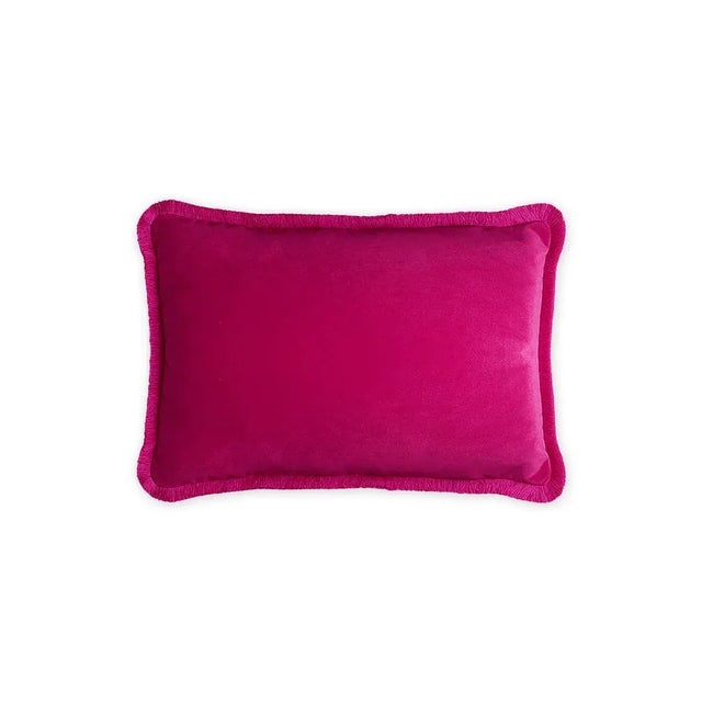 Early 21st Century Small Happy Pillow in Velvet Fuchsia from Lo Decor For Sale - Image 5 of 5