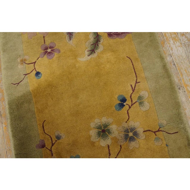 Textile 1920s Goldenord Floral Antique Chinese Art Deco Carpet 2' X 3' Knotted Wool Rug For Sale - Image 7 of 9
