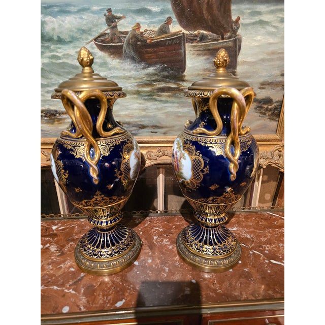 Late 19th Century Antique Attributed to Meissen Porcelain Snake Vases- a Pair For Sale In Boston - Image 6 of 11