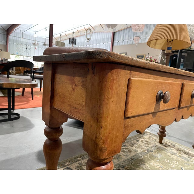 Late 19th Century Antique 19th Century Pine Console Table With Three Drawers For Sale - Image 5 of 7