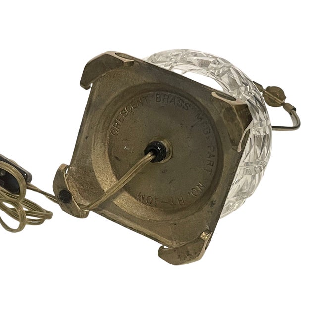 Waterford Crystal Vintage Waterford Crystal "Maeve" Globe Table Lamp on Cast Crescent Brass Base For Sale - Image 4 of 5