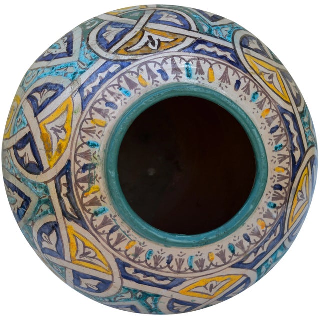 Orange Polychrome Vase W/ Moorish Motif For Sale - Image 8 of 9