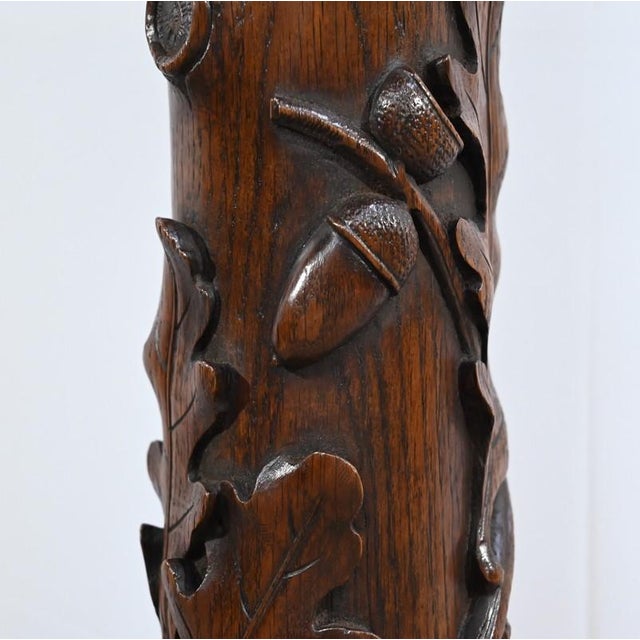 Art Nouveau Oak and Walnut Column, 1900s For Sale - Image 12 of 18