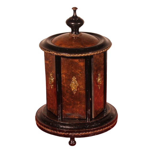 Napoleon III Cigar Humidor in Blackened Wood and Brass For Sale