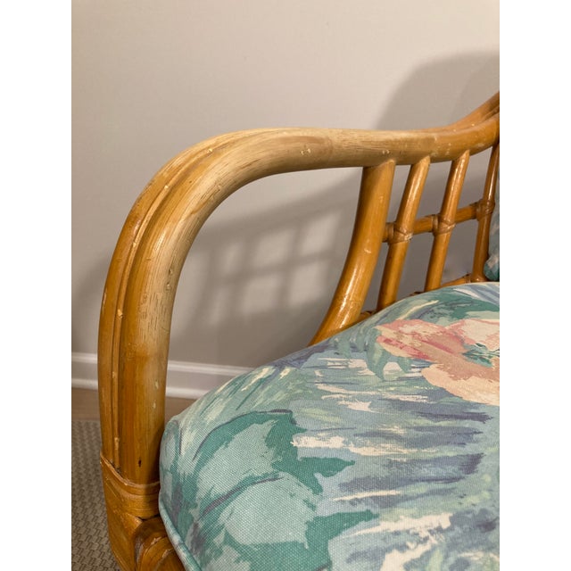1980s Vintage Lane Venture Rattan and Bamboo Swivel Chairs - A Pair For Sale In Chicago - Image 6 of 9