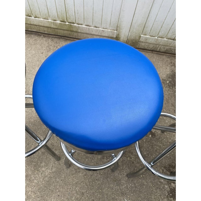 Vintage Blue, Red, Orange, and Yellow Swivel Bar Stools, 1990s, Set of 5 For Sale - Image 10 of 18