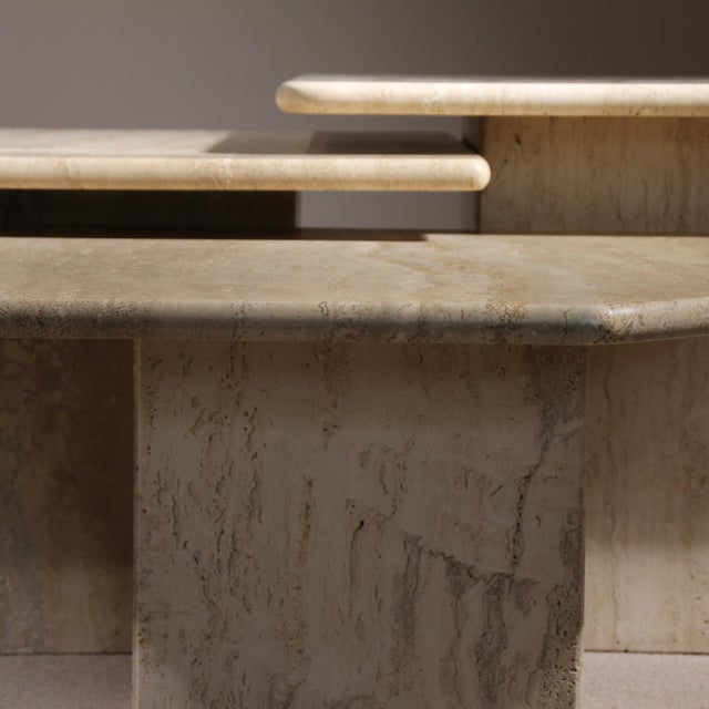 Nesting Table in Travertine, 1970s, Set of 3 For Sale - Image 4 of 15