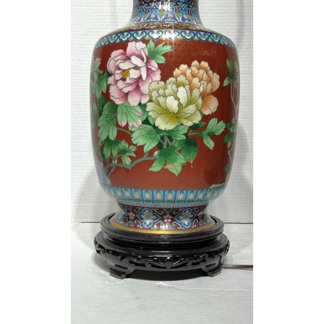 1970s Chinese Cloisonne Vase Table Lamps - A Pair For Sale - Image 10 of 12