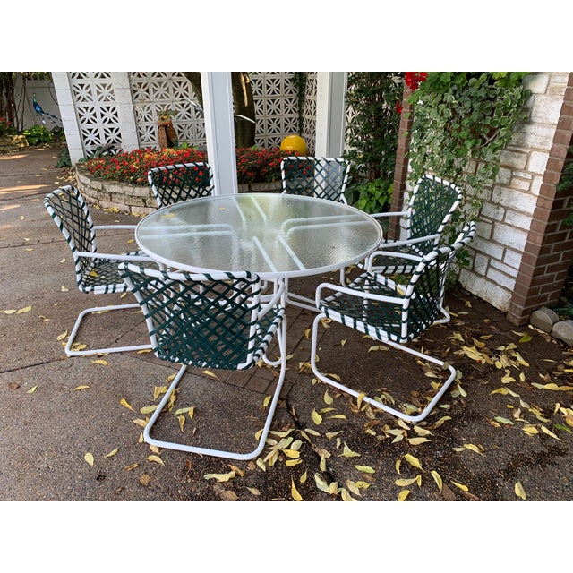 Vintage Brown Jordan Round Table With 6 Chairs Chairish