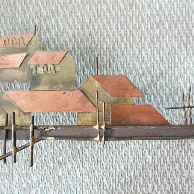 Brutalist Boat with Harbour Village Wall Sculpture by Curtis Jeré for Artisan House, USA, 1970s For Sale - Image 4 of 14