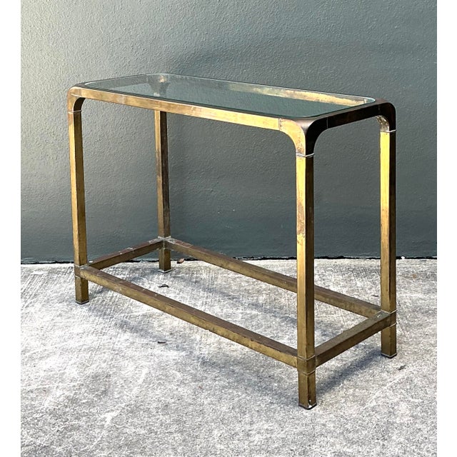 Metal Vintage Brass Console Table After Mastercraft For Sale - Image 7 of 12