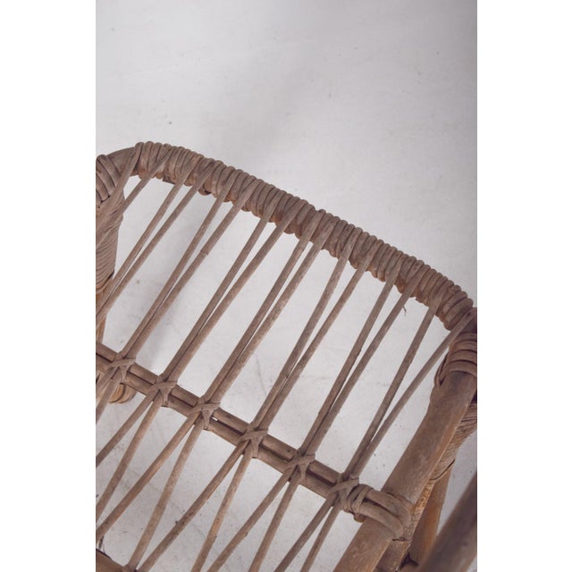 Mid-Century Modern Vitage Wicker Armchair by Unknown for Unknown, 1950 For Sale - Image 3 of 13