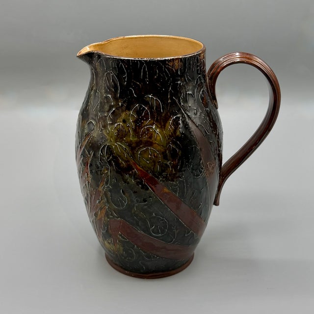 Antique Natural Foliage Stoneware Ale Pitcher Vase from Royal Doulton Lambeth, 1902 For Sale - Image 9 of 18