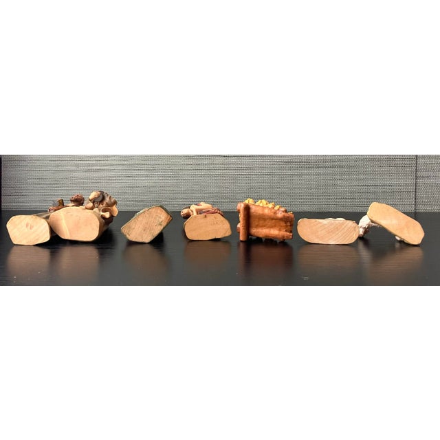 Vintage Staffler Italian Hand-Painted Wooden Nativity Set, 7-Piece Christmas Figurines For Sale - Image 11 of 12