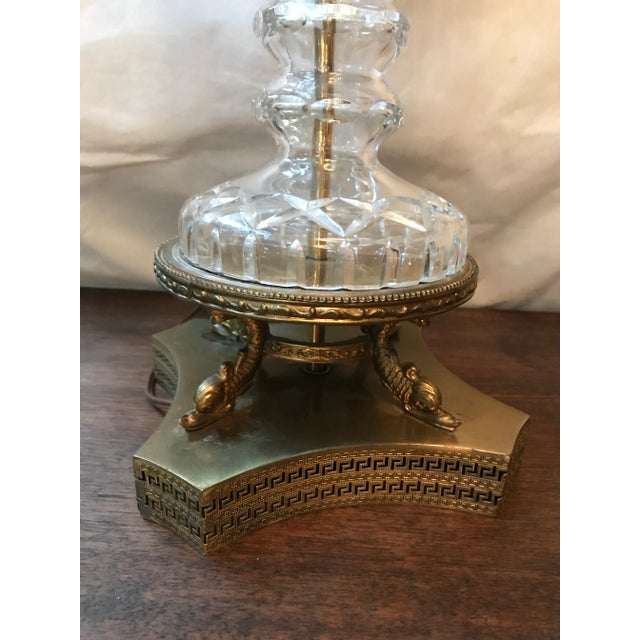 Metal Hollywood Regency Italian Crystal Table Lamp For Sale - Image 7 of 10