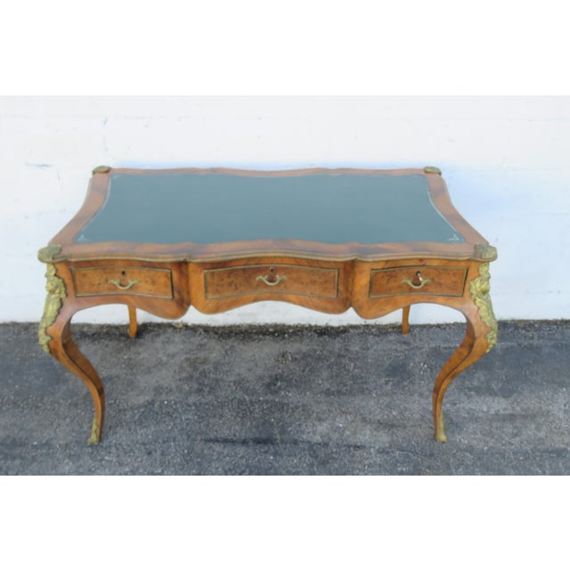 French Green Leather Top With Metal Accent Desk 6246 For Sale - Image 17 of 17
