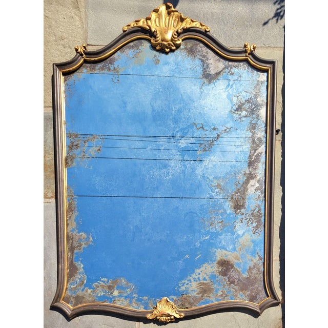 Oversized Antique Italian Renaissance Style Parcel Gilt & Carved Wall Mirror For Sale - Image 4 of 12