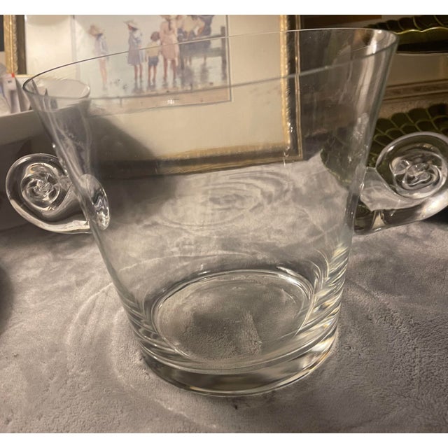 1980s Tiffany & Co. For Dom Perignon Clear Glass Ice Bucket With Nautilus Shell Handles For Sale - Image 12 of 12