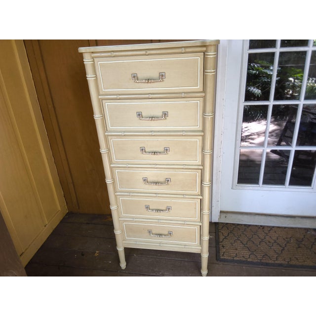 Cream Vintage 1960s Hollywood Regency Henry Link "Bali Hai" Faux Bamboo 6-Drawer Lingerie Chest For Sale - Image 8 of 12
