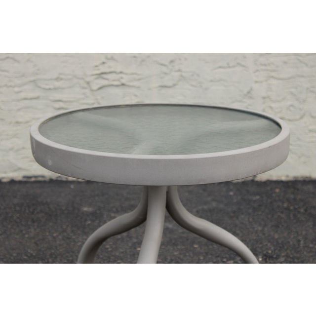 Woodard 'Ramsgate' Glass Top Aluminum Outdoor Round Patio Side Table For Sale - Image 10 of 18
