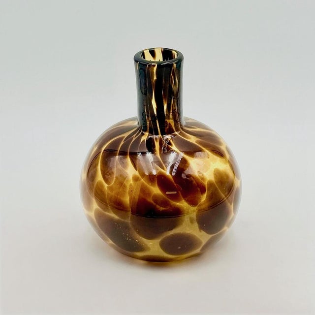 Vintage Empoli Amber and Brown Blown Glass Vase, 1960s For Sale - Image 3 of 11