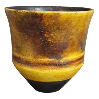 Vintage Italian Ceramic Cachepot by Guido Gambone, 1960s For Sale
