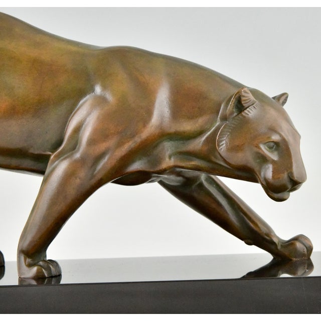 Irenee Rochard, Art Deco Sculpture of a Panther, 1930, Bronze on Marble Base For Sale - Image 10 of 12