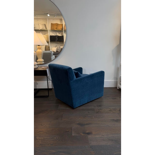 Lancaster Remi Floating Swivel Chairs in Sapphire Mohair For Sale In Greensboro - Image 6 of 6