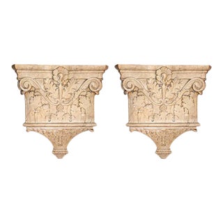 Antique Carved Marble Column Capitals - A Pair For Sale