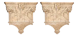 Column Capitals Carved Marble - A Pair