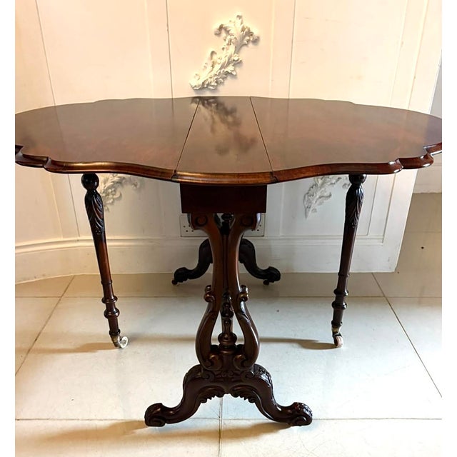 Brown Antique Victorian Rosewood Drop Leaf Sutherland Occasional Table, 1850 For Sale - Image 8 of 17