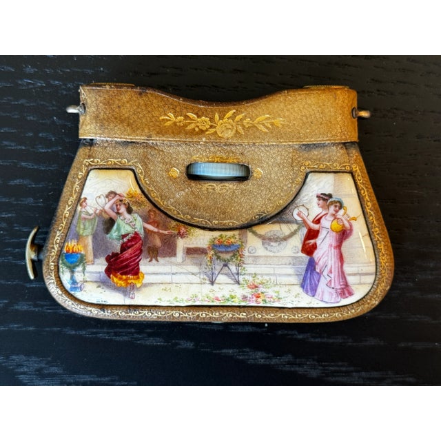 Traditional Pair of Folding Opera Glasses Tooled Leather in Purse Form For Sale - Image 3 of 7