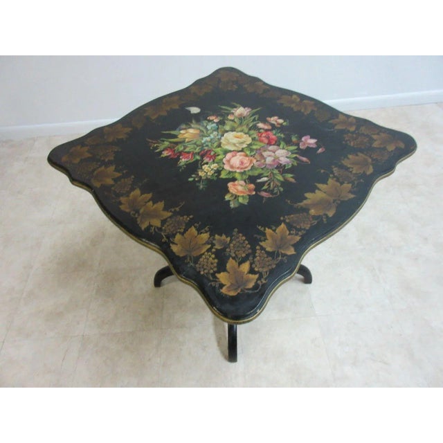 Antique Floral Painted Spider Leg Table For Sale - Image 10 of 11