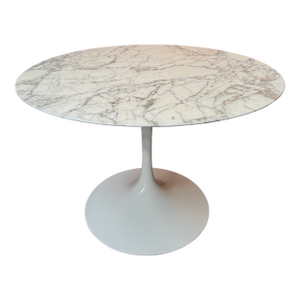54" Saarinen Arabascato Marble Tulip Dining Table for Knoll