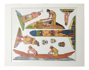 Mid 20th Century Cowboy and American Indian Theme Western Cut Outs on Uncut Sheet (#7)