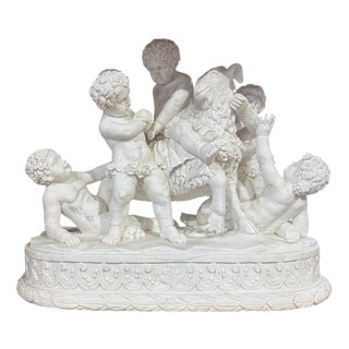 Sculpture of Children Playing, Carrara Marble For Sale
