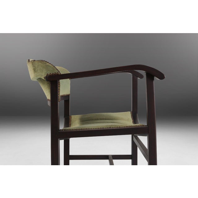 Art Deco Armchair in Black Lacquered Wood and Green Velvet, Belgium, 1930s For Sale - Image 4 of 13