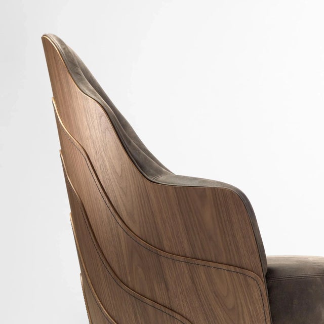 Brown Leather Couture Armchair by Färg & Blanche for Bd Barcelona For Sale - Image 4 of 8