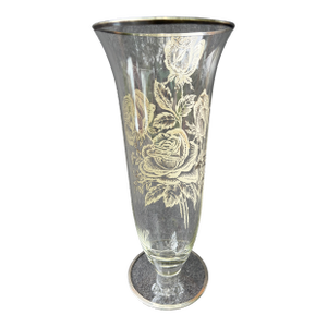 Vintage Sterling Silver Floral Overlay Vase