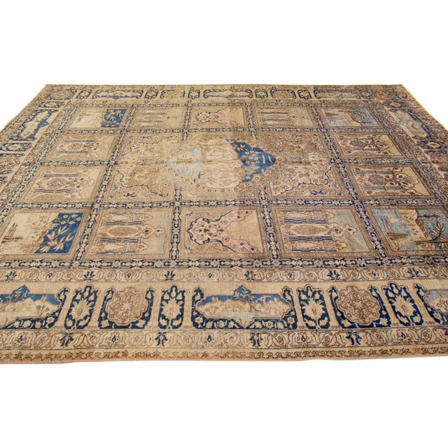 1930s 1930s Handmade Antique Persian Tabriz Wool Rug in Beige Withh Allover Design For Sale - Image 5 of 7