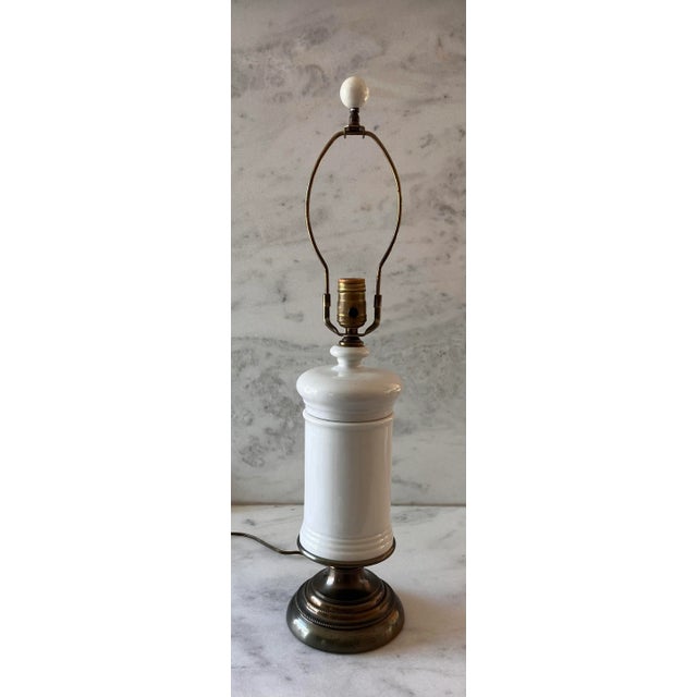 Metal Vintage Glass Pharmacy Table Lamp by Paul Hanson For Sale - Image 7 of 9